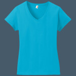 Ladies 100% Ring Spun Cotton V Neck T Shirt