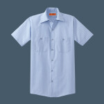 Short Sleeve Striped Industrial Work Shirt